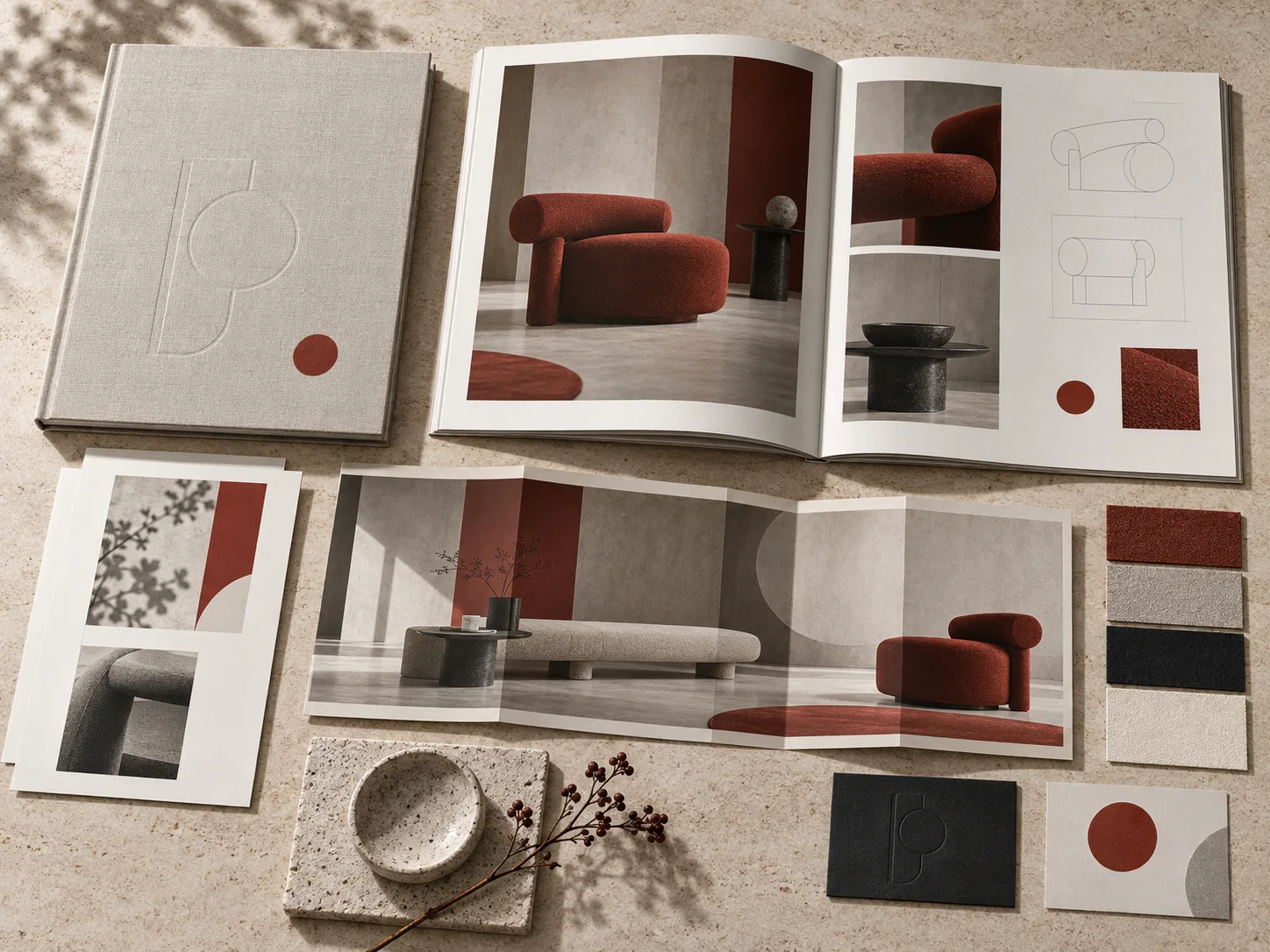 Catalog editorial premium pentru o colecție de mobilier contemporan
