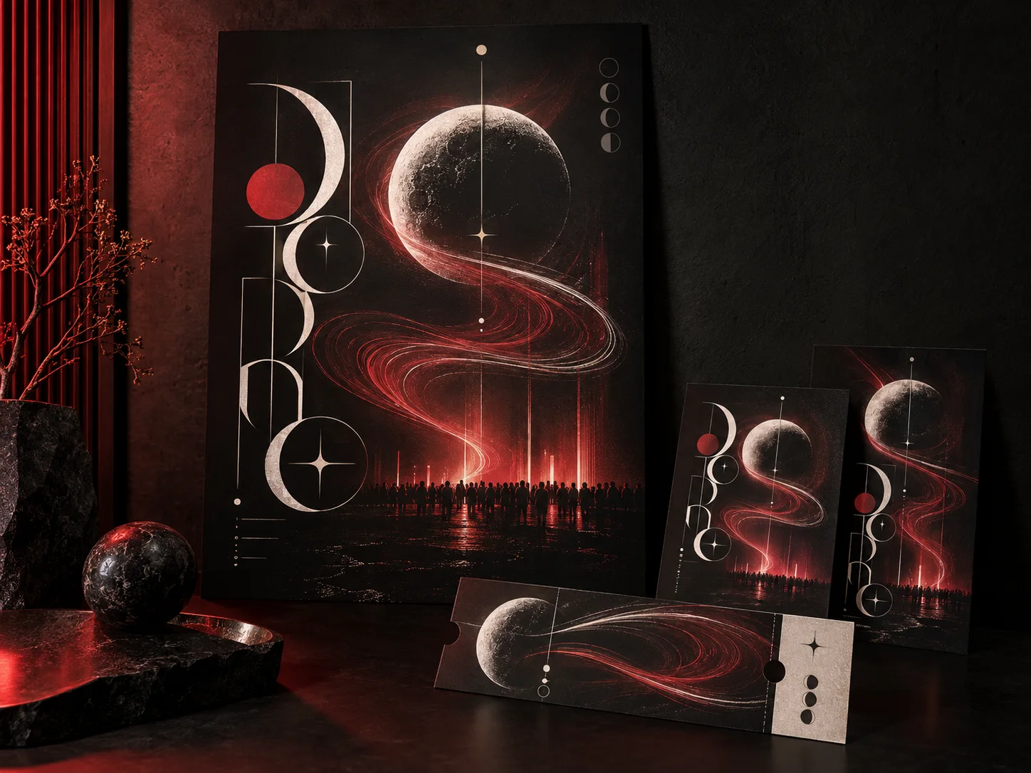 Poster și flyere premium pentru un festival nocturn de muzică